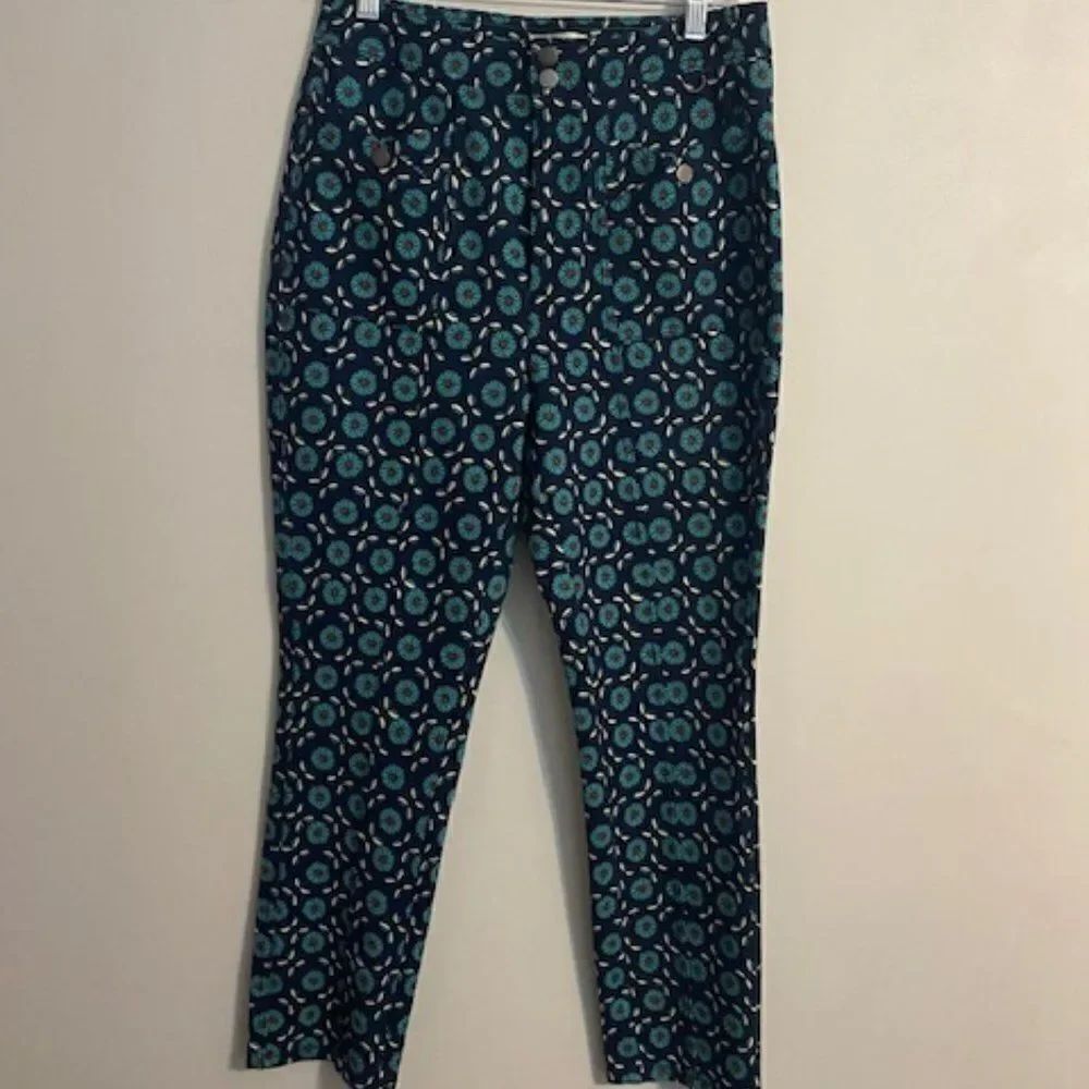 Maeve by Anthropologie Blue Daisy Slim Ponte pants, sze 14